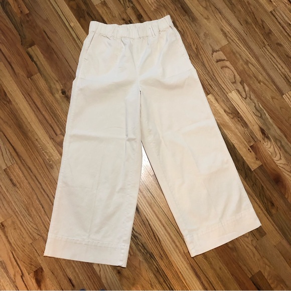 J. Crew Pull On Wide Leg Chino Pant Elastic Waist Summer Crop AY943 TALL Large - Picture 5 of 11